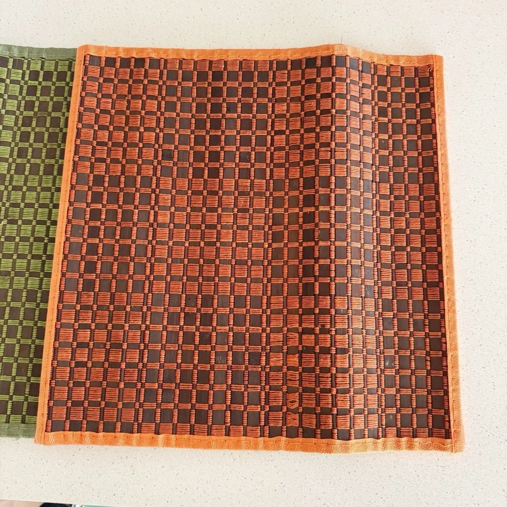 8 Roll Out Placemats 70s Woven Square Orange Green Blue Bohemian